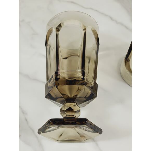 Fostoria Goblet Virginia Smokey Brown 10oz Ice Tea Water Glass Tall 7" Footed x2 - Picture 11 of 12